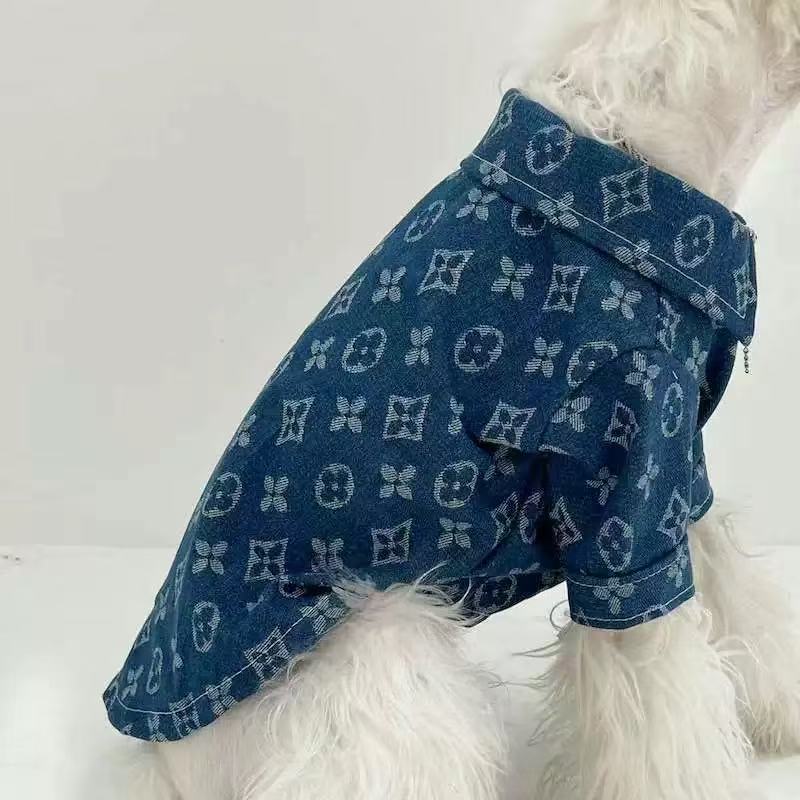 Denim Monogram Dog Shirt | Street Luxury Style