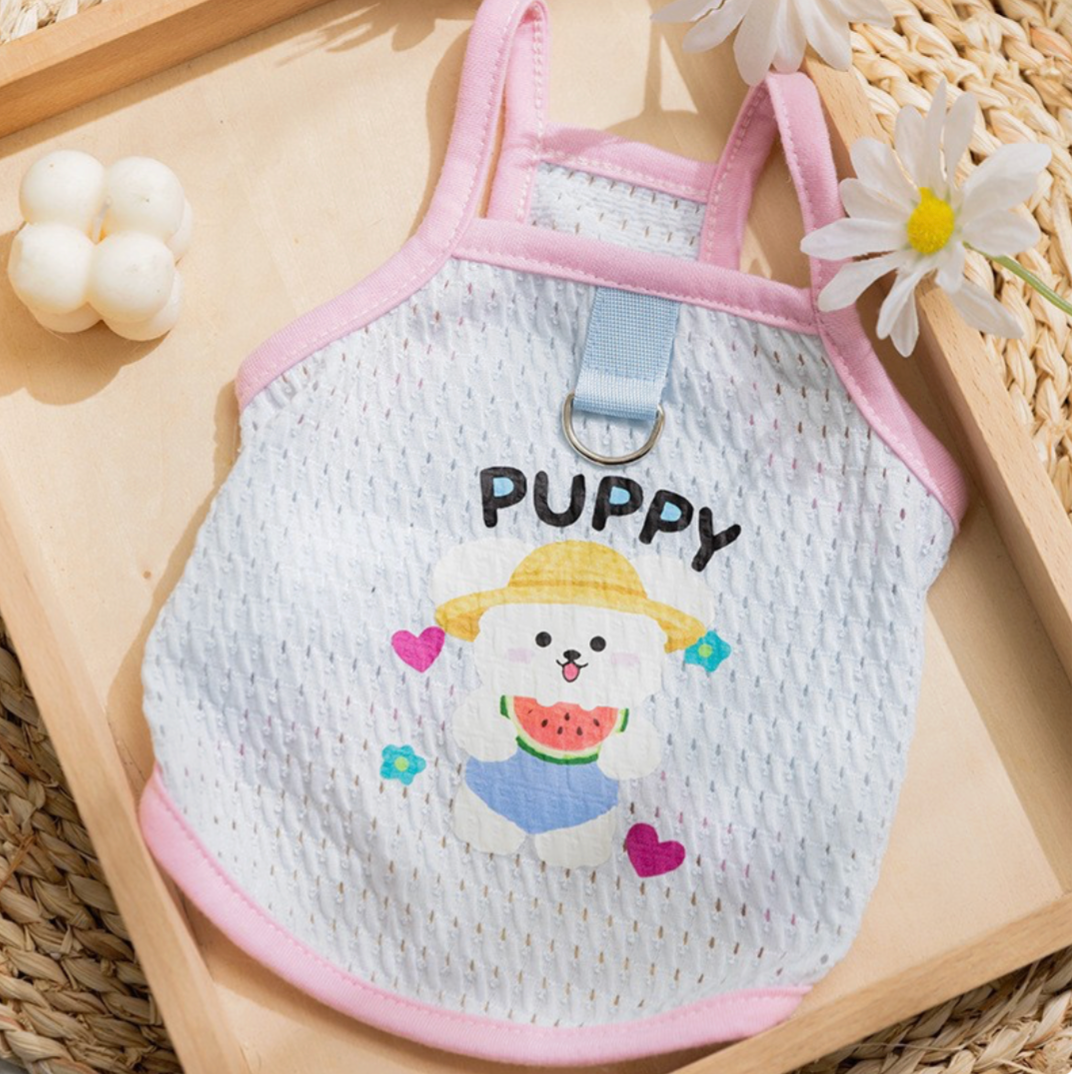 Spring/Summer Character Plaid Cherry Sleeveless Two-Legged Clothes | Exclusive for Small/Medium Dogs · Energetic Street Look