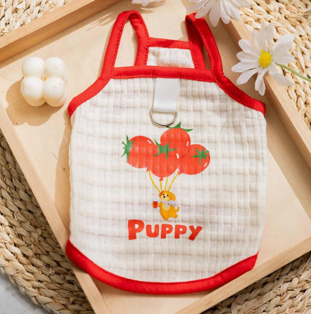 Spring/Summer Character Plaid Cherry Sleeveless Two-Legged Clothes | Exclusive for Small/Medium Dogs · Energetic Street Look