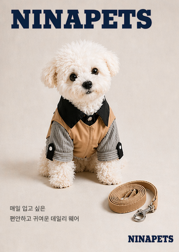 NINAPETS 빈티지 감성 강아지 자켓 | 브라운 클래식 카라