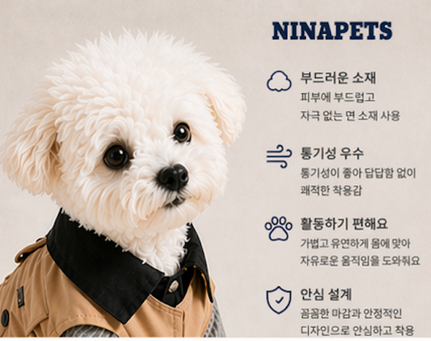 NINAPETS 빈티지 감성 강아지 자켓 | 브라운 클래식 카라