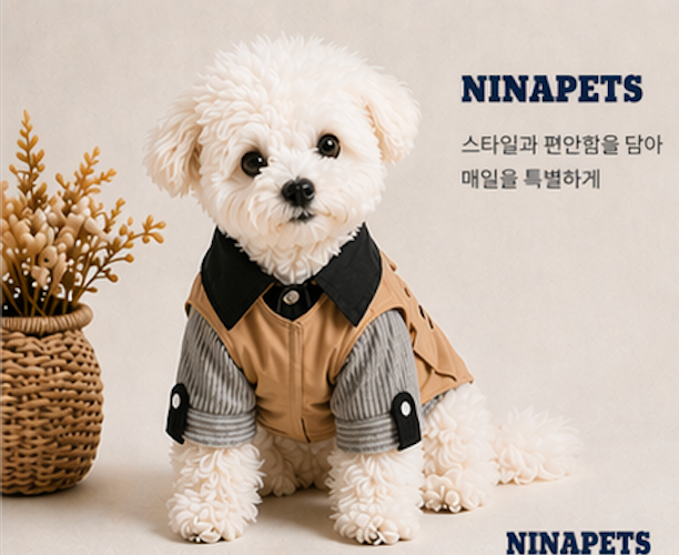 NINAPETS 빈티지 감성 강아지 자켓 | 브라운 클래식 카라